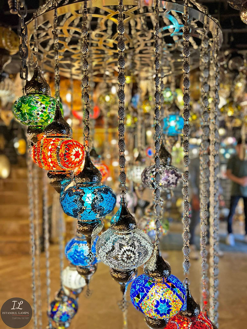 Thumbnail: Designer Turkish/Moroccan Stained Glass Mosaic Pendant Chandelier