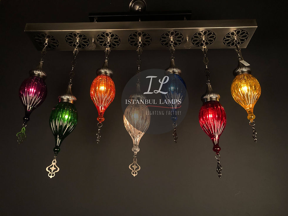 Turkish Colorful Glass Dining Room Table Chandelier