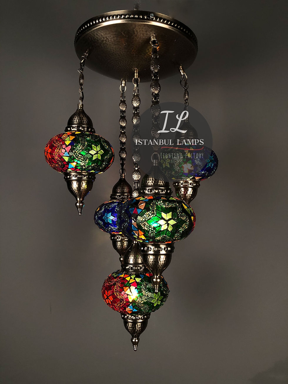 Thumbnail: Turkish/Moroccan Brass Mosaic Chandelier | Bohemian Home Style