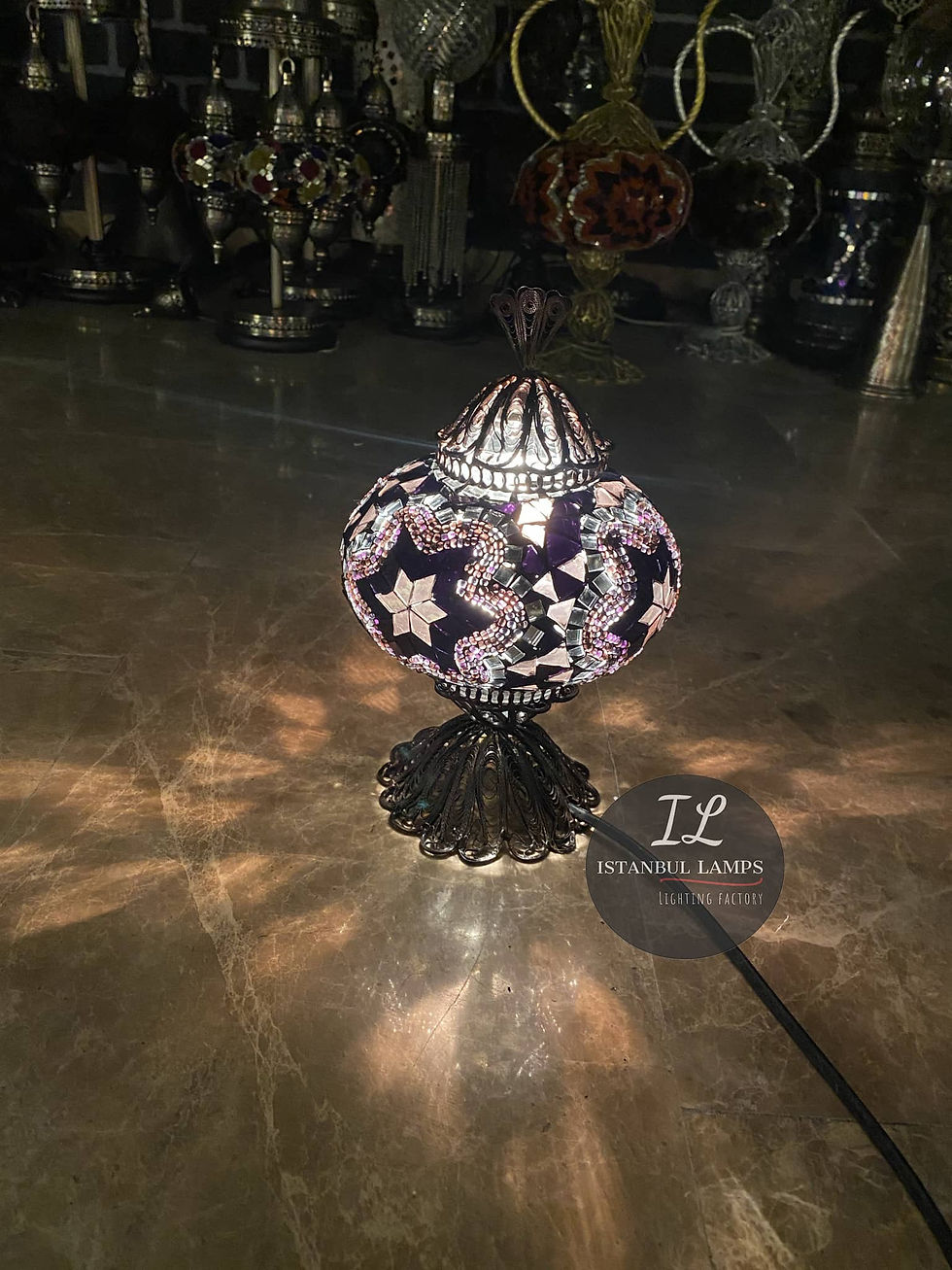 Thumbnail: Bohemian Turkish/Moroccan Stained Glass Mosaic Table Lamp