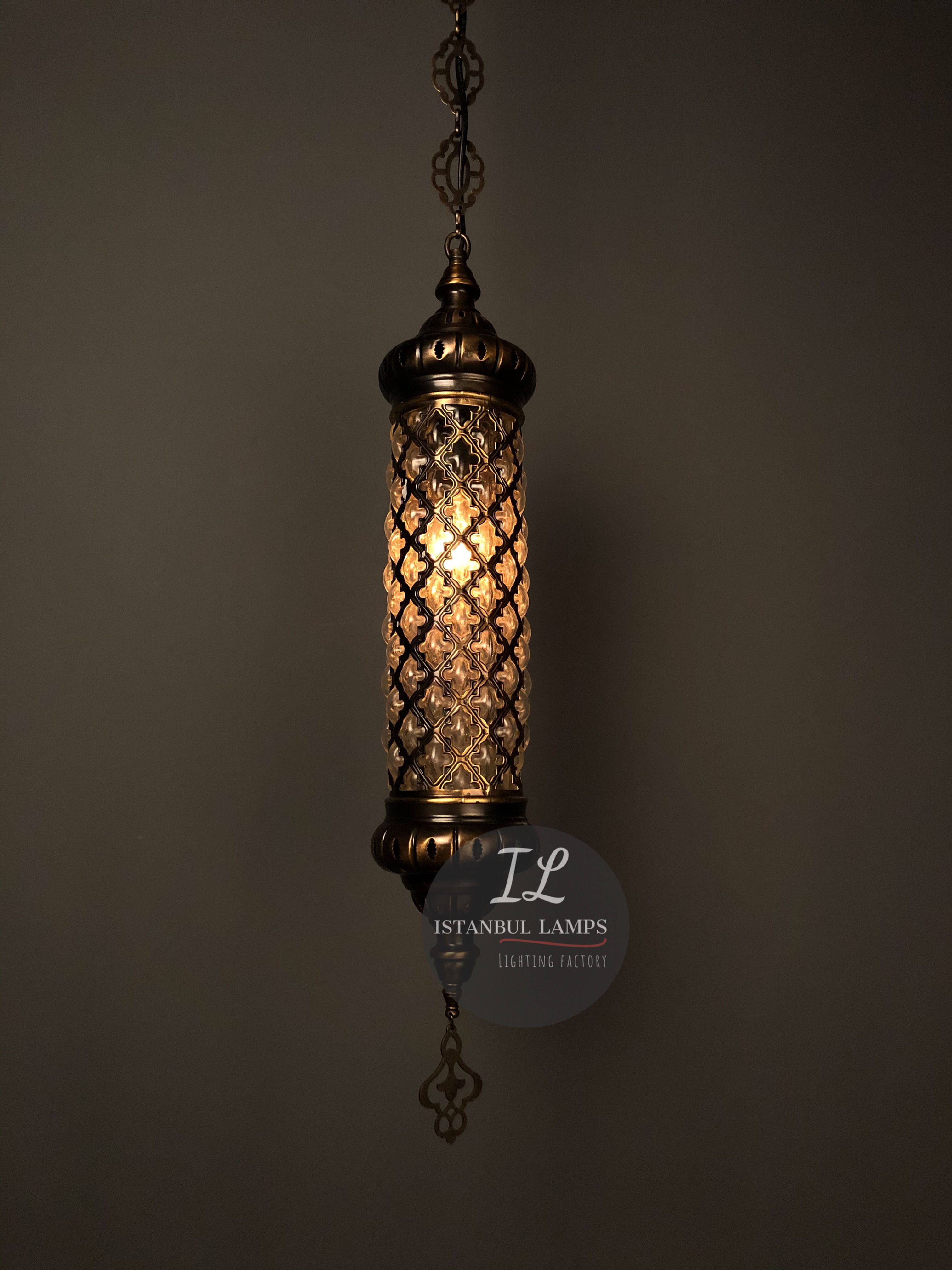 Ottoman Bronze Pendant Lamp Glassblowing Large
