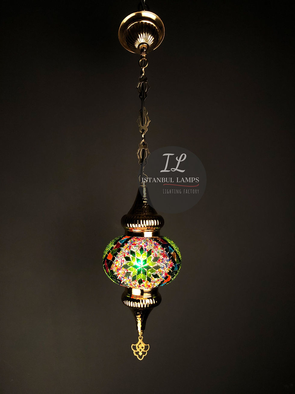 Thumbnail: One Piece Mosaic Pendant Lamp Traditional Golden Design