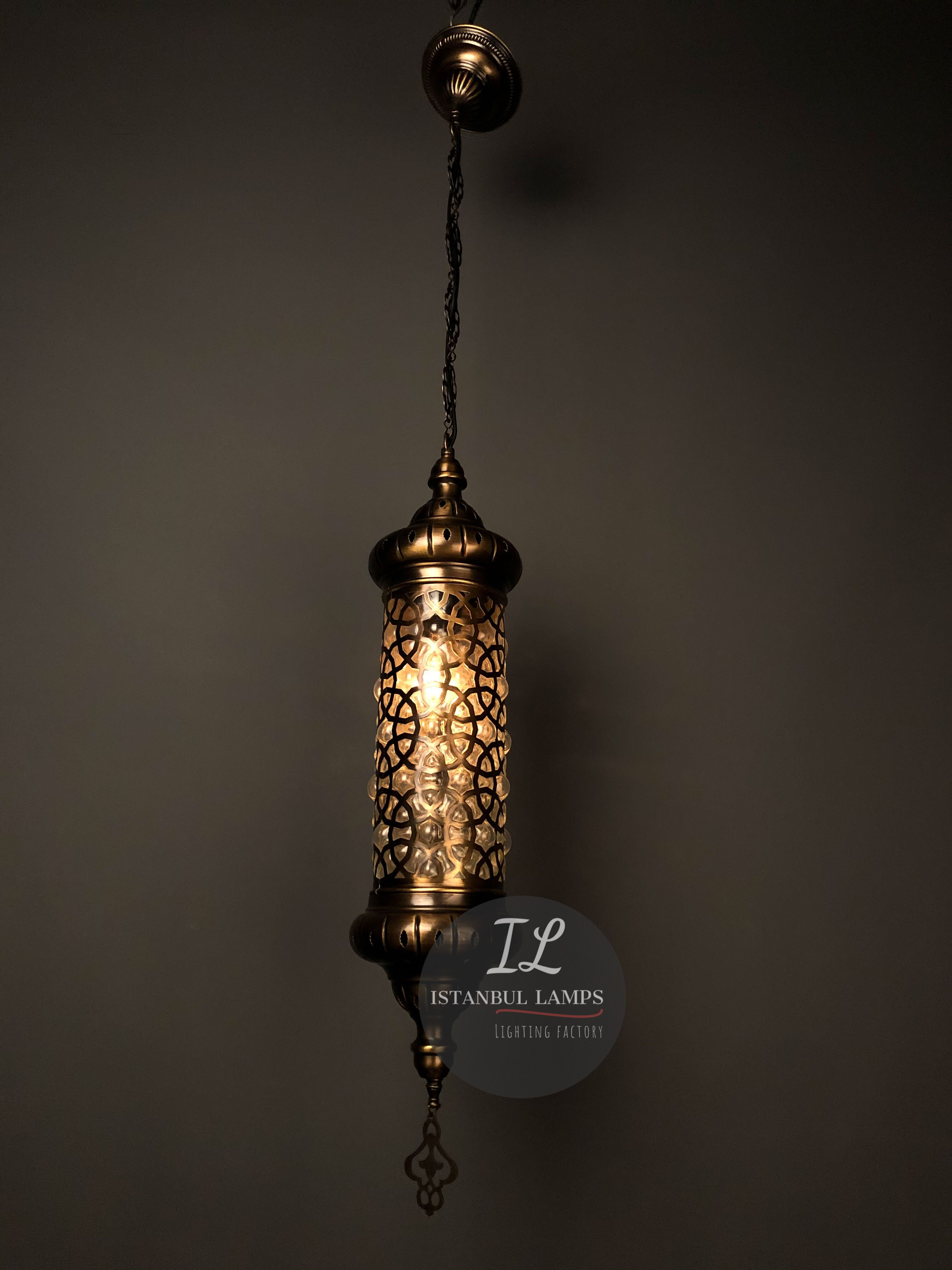 Ottoman Bronze Pendant Lamp Glassblowing Large