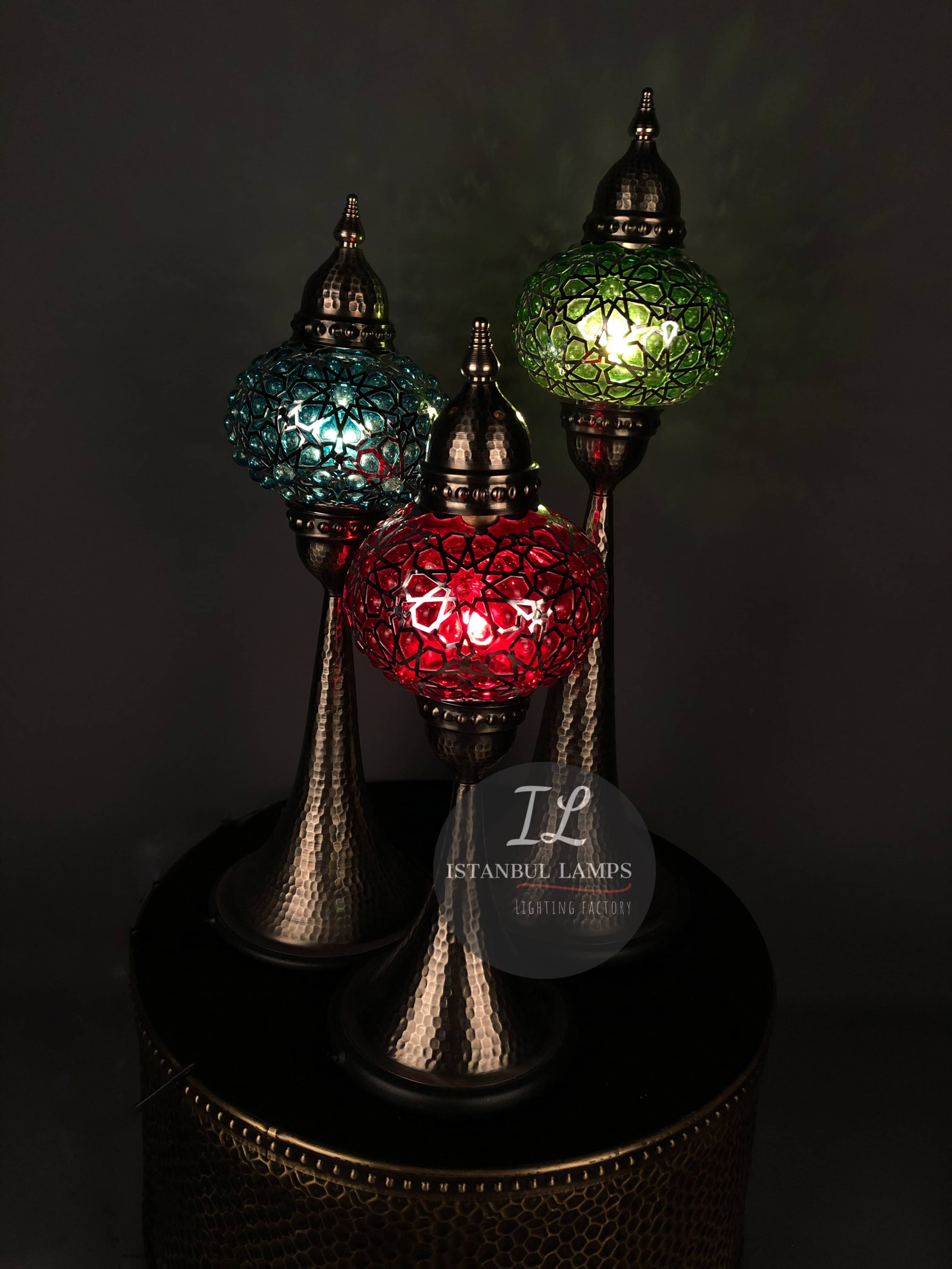 Traditional Turkish Blown Glass Table Lamp Set | Handmade Lamp Shade