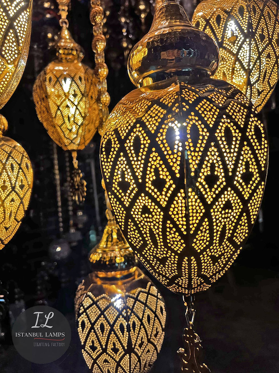 Thumbnail: Turkish-Moroccan Fusion Gold Laser Cut Hanging Chandelier: A Modern Marvel