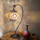 Thumbnail: Bohemian Copper Filigree Mosaic Turkish Swan Neck Table Lamp