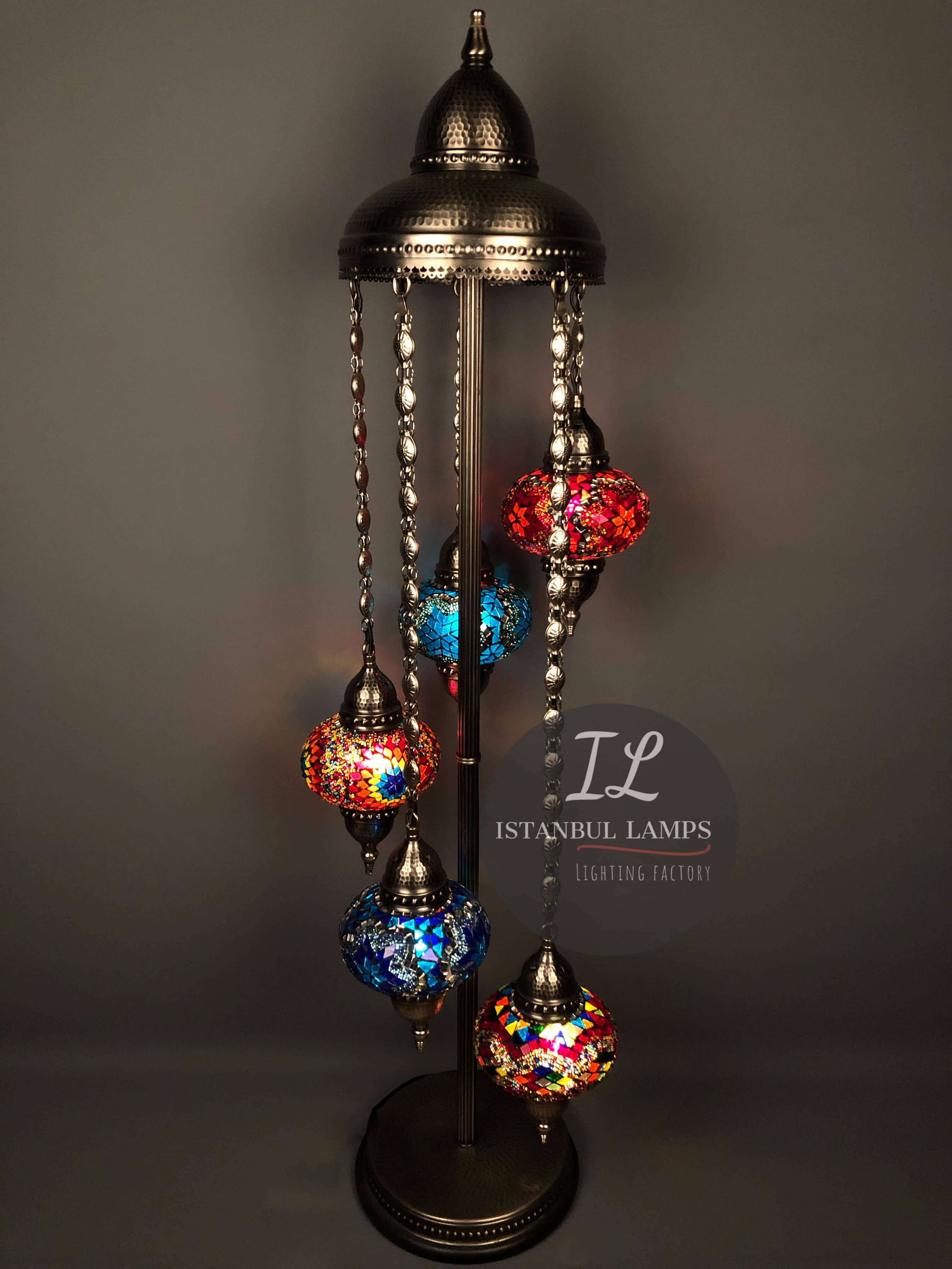 5 Piece Mosaic Cascade Bronze Floor Lamp