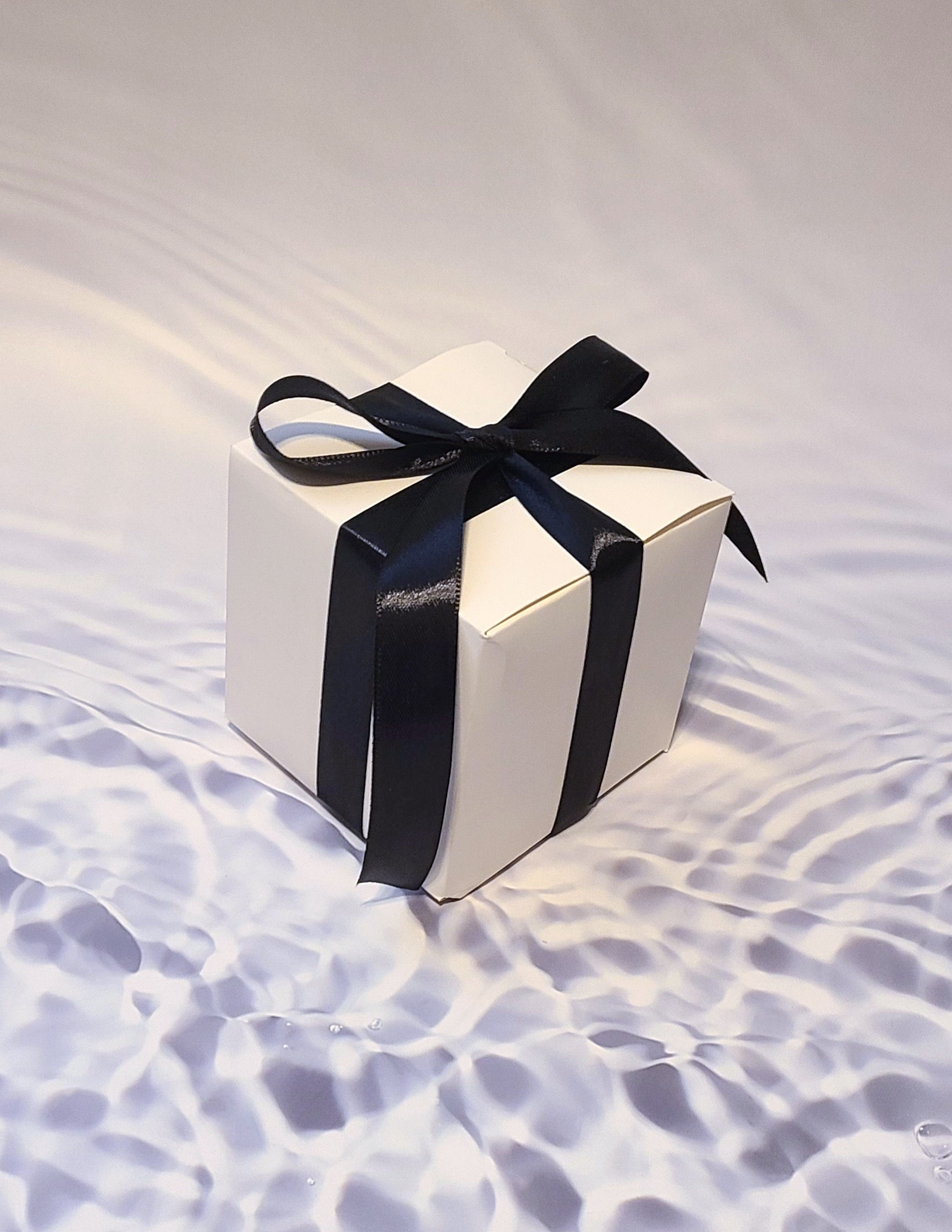 Gift Box Option 1 (White Box with Black Satin Bow)