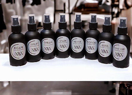 Aromatherapy Spray Collection of all 8 (4oz) bottles displayed on countertop.