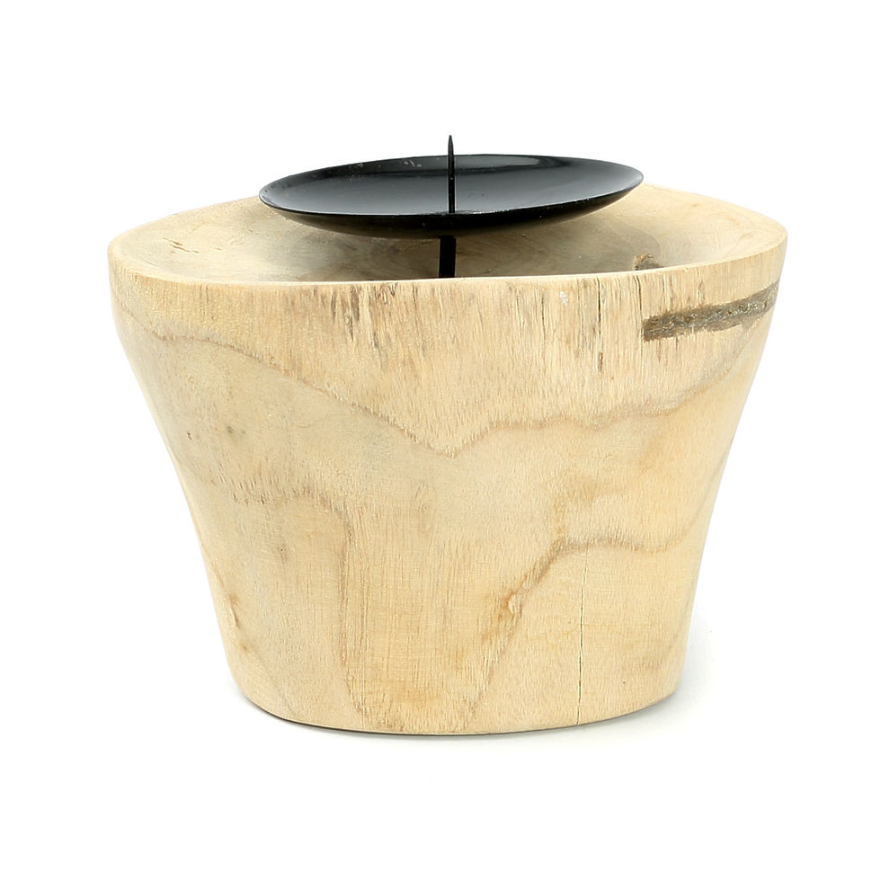 Miniature : Porte bougie en bois de teck et métal