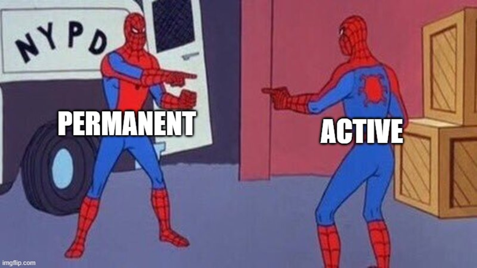 Permanent or active