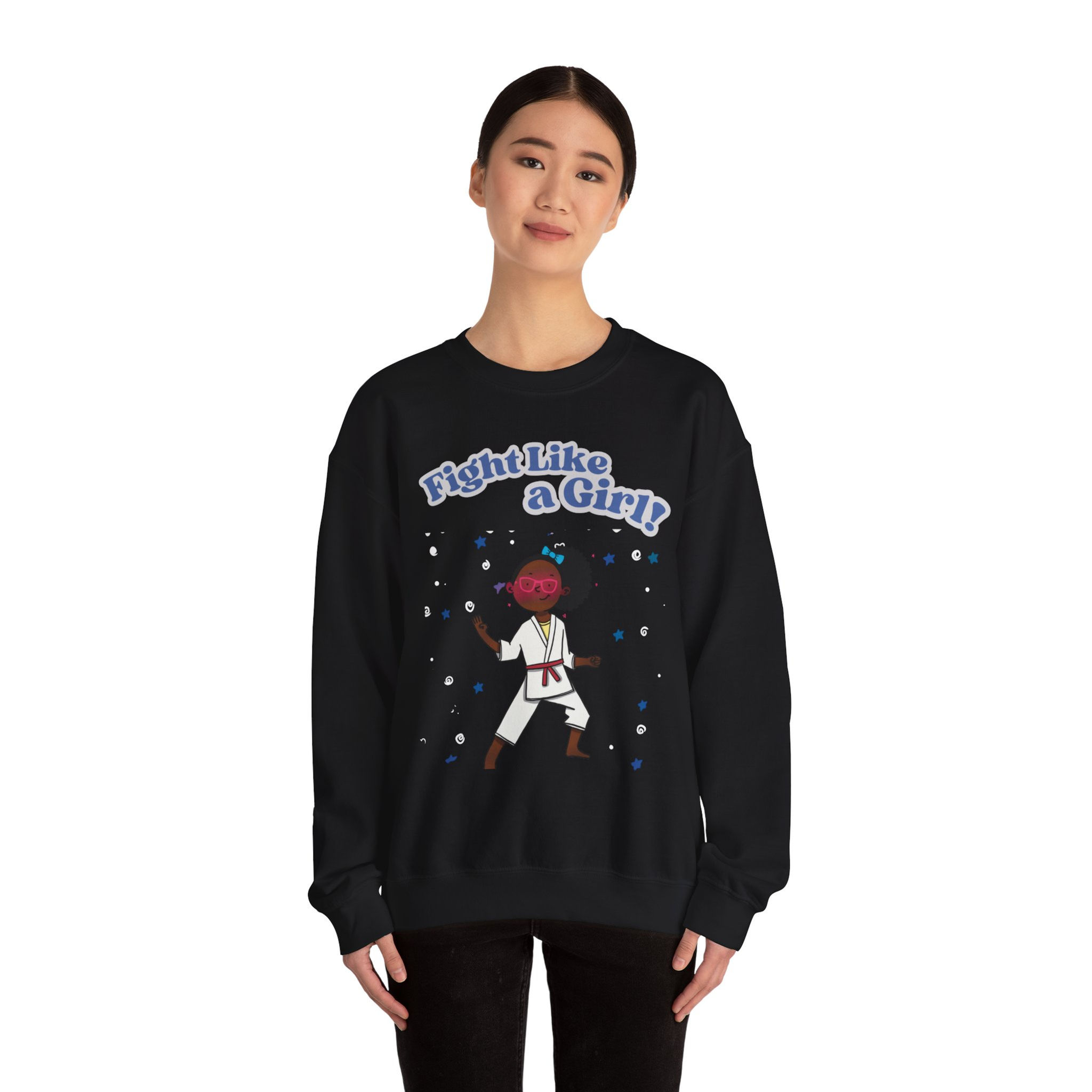 Empowering 'Fight Like a Girl' Crewneck Sweatshirt for Women