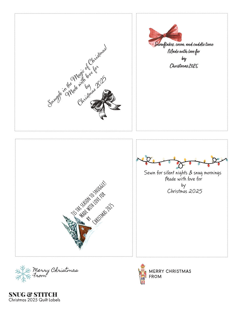Christmas Quilt Labels - Free Editable Template