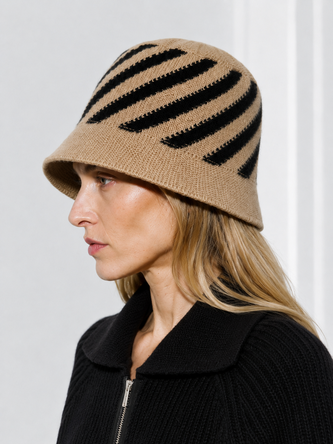 Stripe Jacquard Wool Bucket Hat