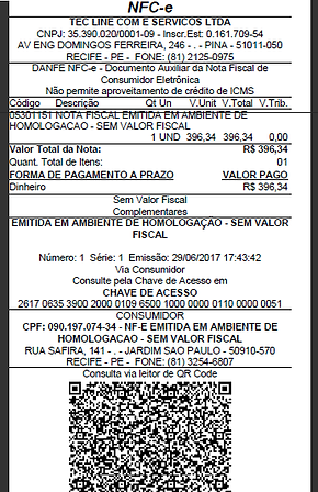 Cupom Fiscal Com QR Code