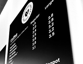 Black and White image of menu from angle
