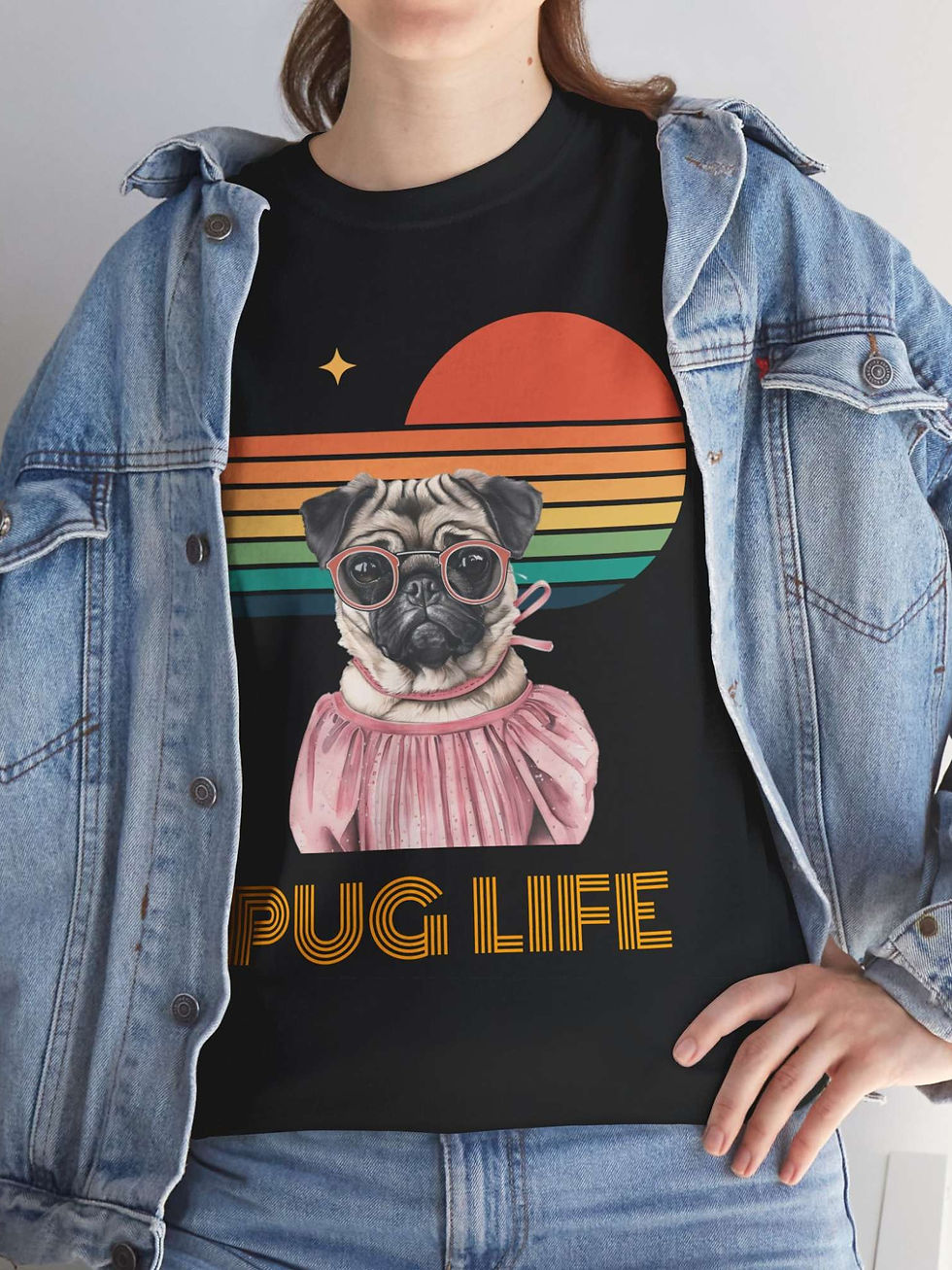 Küçük resim: Pug Tişört Retro II