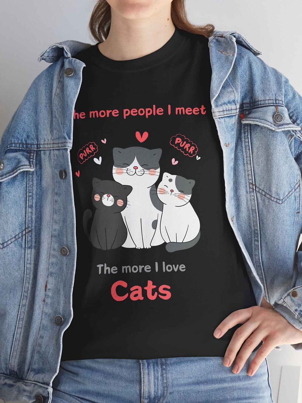 Küçük resim: Kedi Tişört The More People I Meet