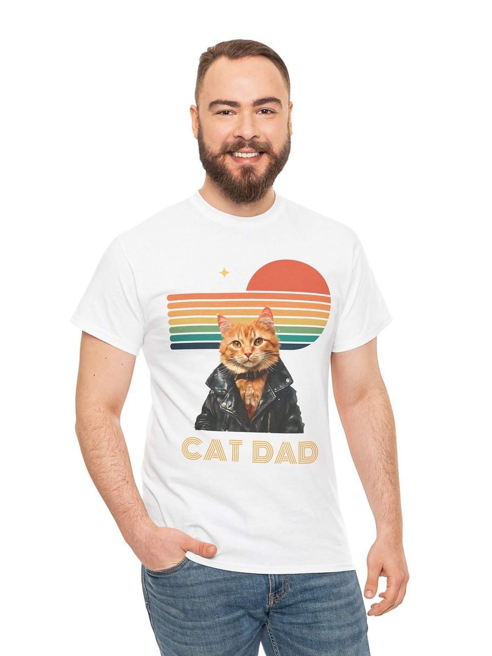 Küçük resim: Sarman Kedi Tişört Cat Dad