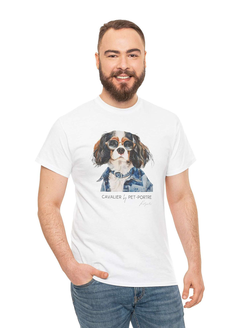 Küçük resim: Cavalier Tişört Pet-Portre Miami