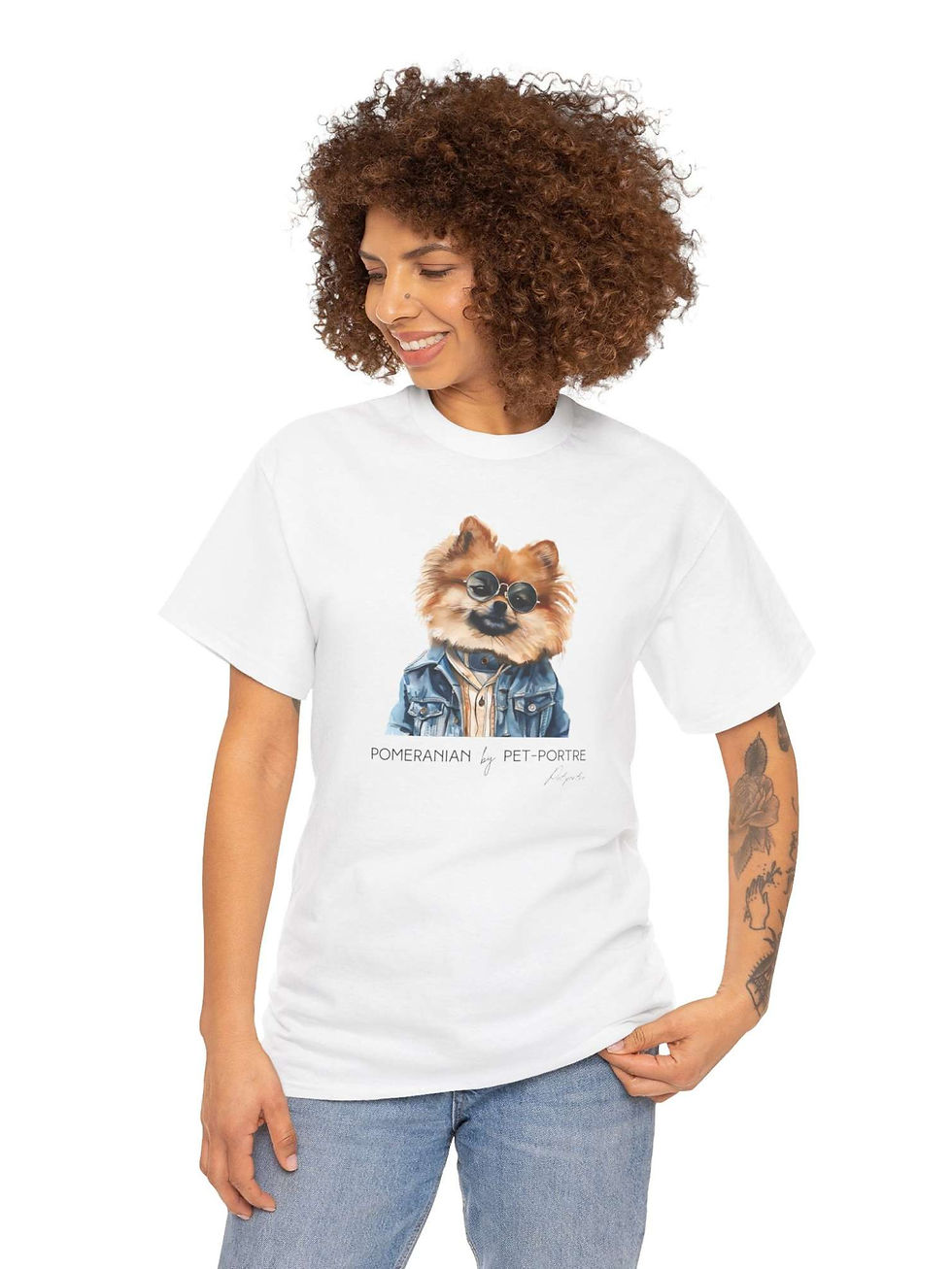 Küçük resim: Pomeranian Tişört Pet-Portre Dublin