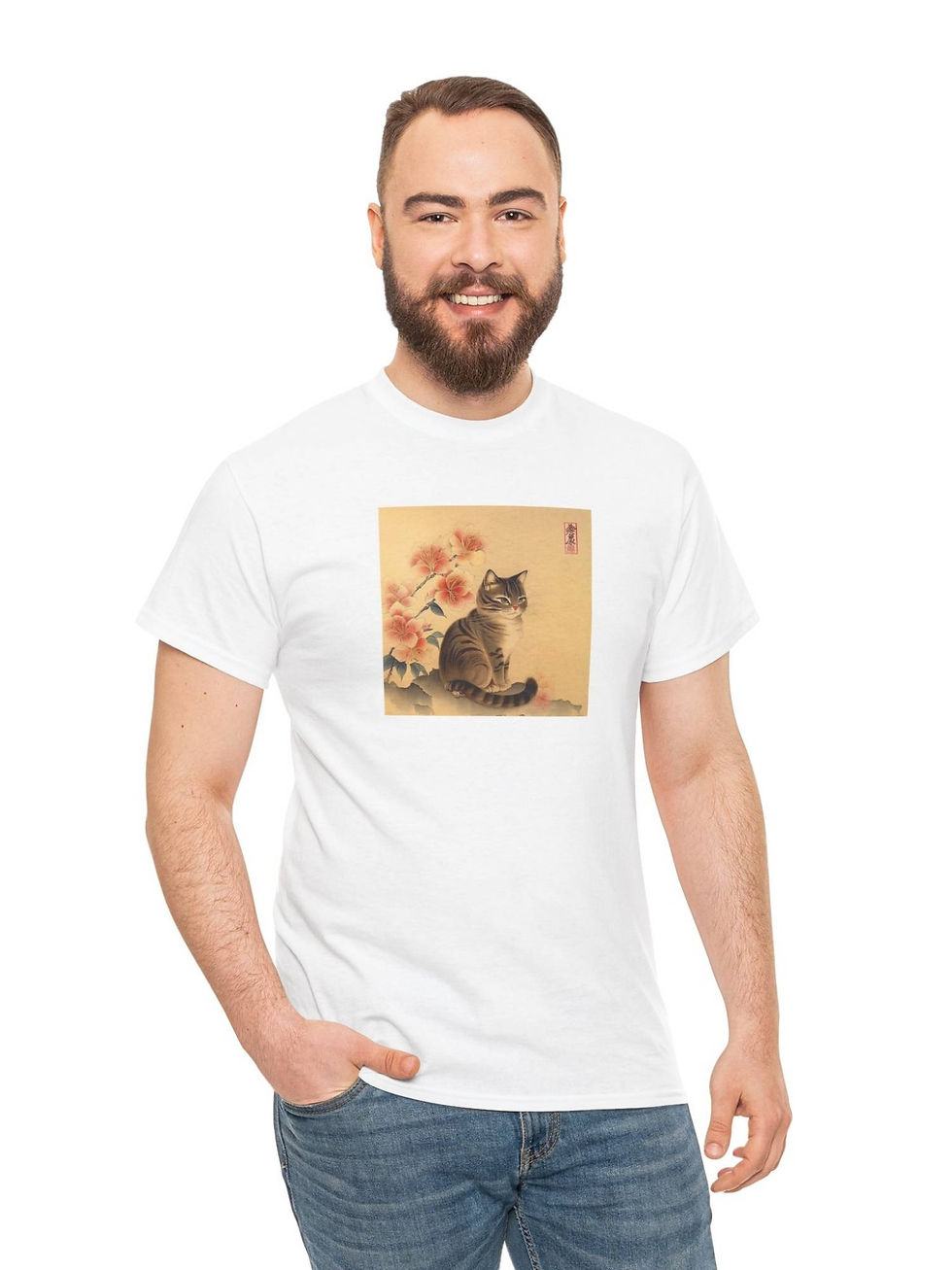 Küçük resim: Tekir Beyaz Kedi Tişört Cannes