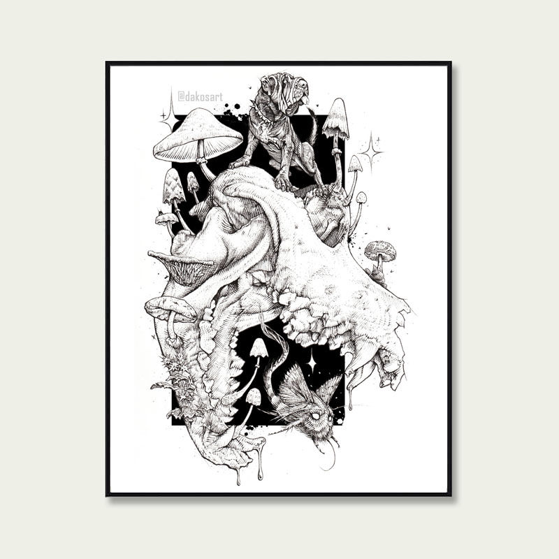Thumbnail: Skulltober Prompts, 8x10" or 11x14" High Quality art prints by Alex Dakos