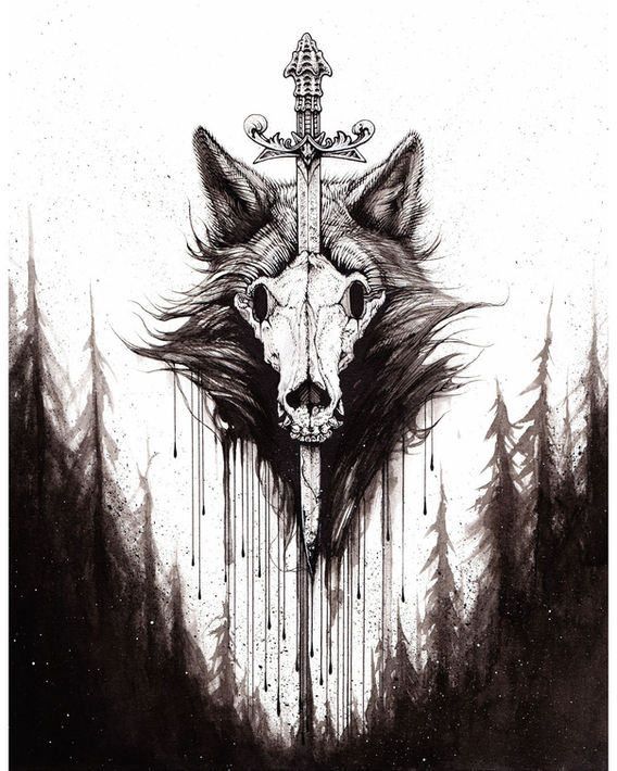 Daggered Wolf drawing by Dakos