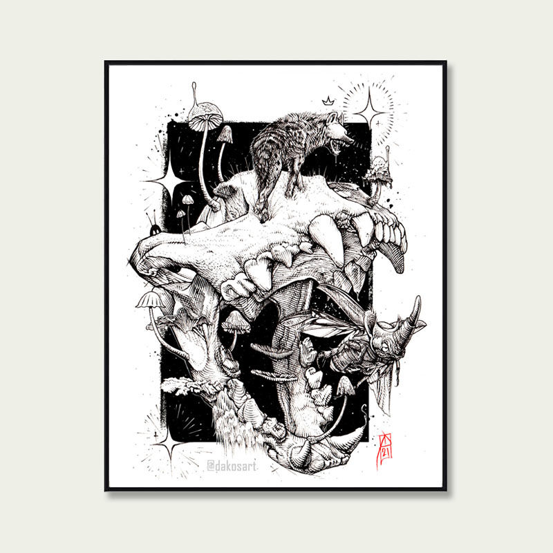 Thumbnail: Skulltober Prompts, 8x10" or 11x14" High Quality art prints by Alex Dakos