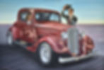 Red Classic Car Oil Painting