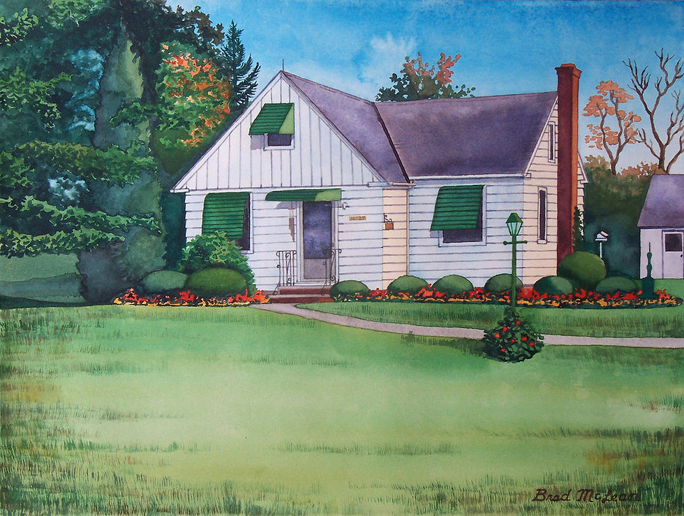 Watercolor Painting of Grandparents' House