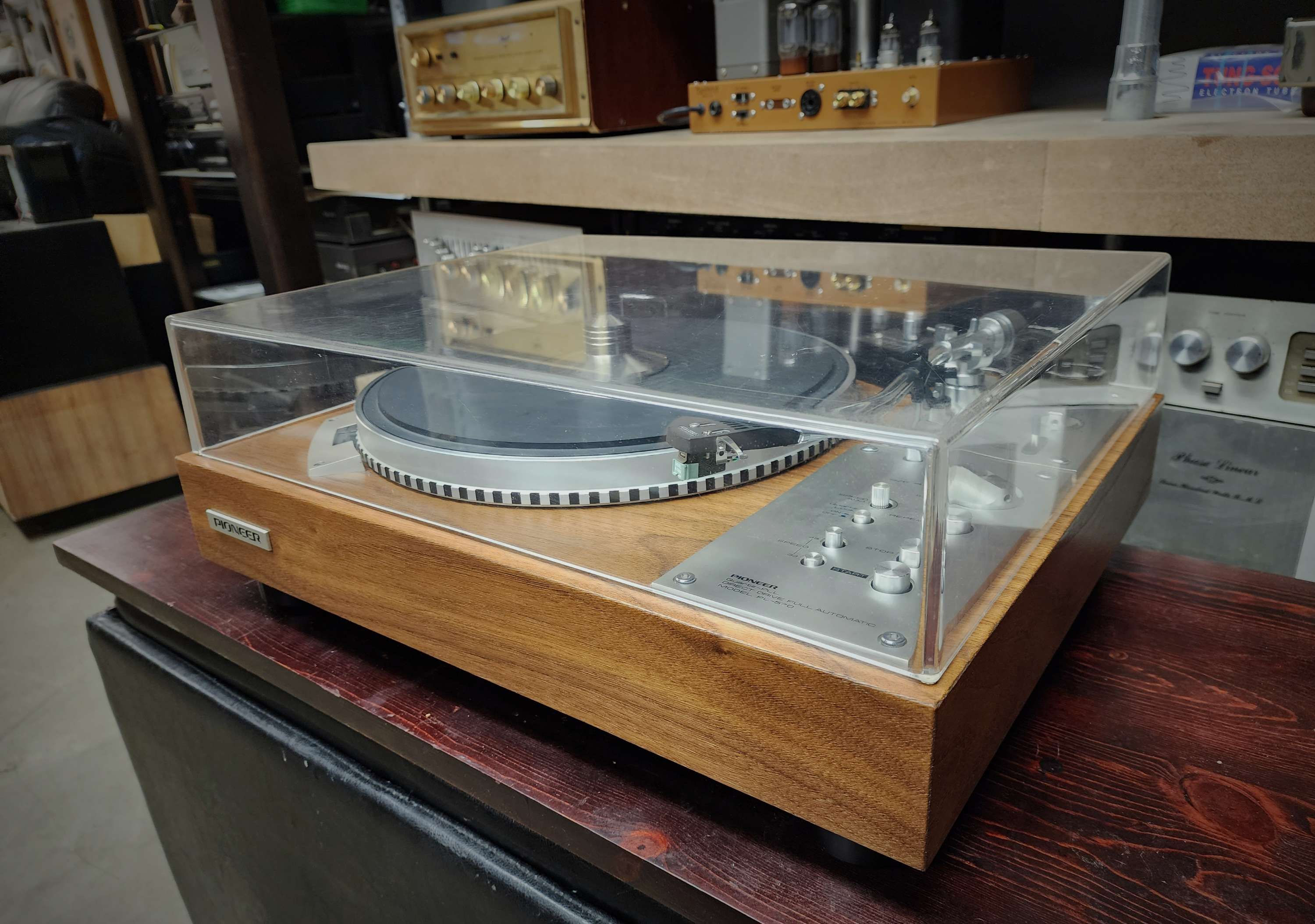 Pioneer PL-570 Turntable (Fully Recapped & Custom Real Walnut Wood Finish)