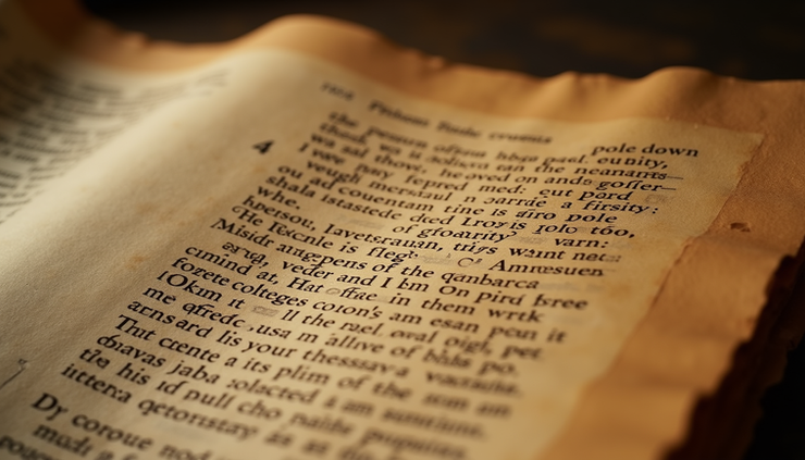 Eye-level view of an ancient scroll opened to a biblical text