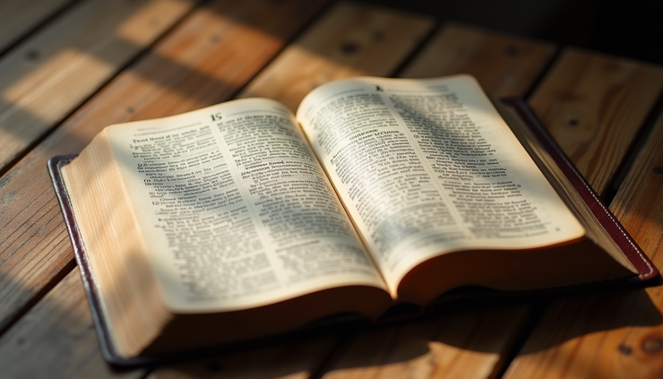 Eye-level view of an ancient open Bible showing the text of The Book of Sirach