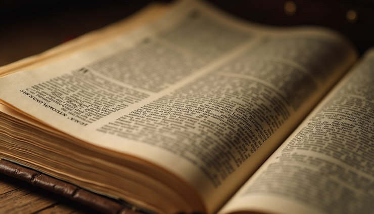 Eye-level view of an ancient biblical manuscript opened to 3rd John chapter