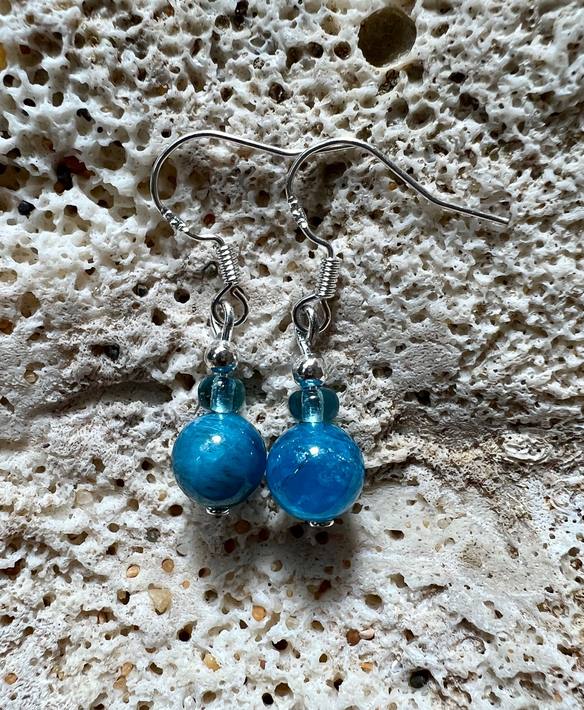 Blue Apatite Crystal Earrings