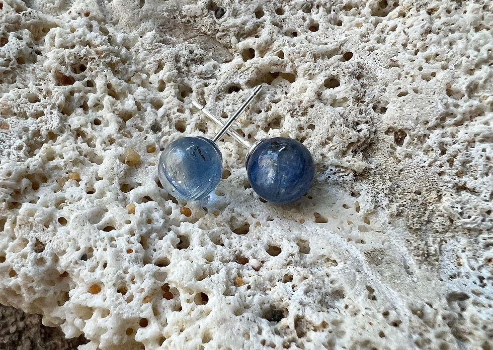 Blue Kyanite Crystal Stud Earrings