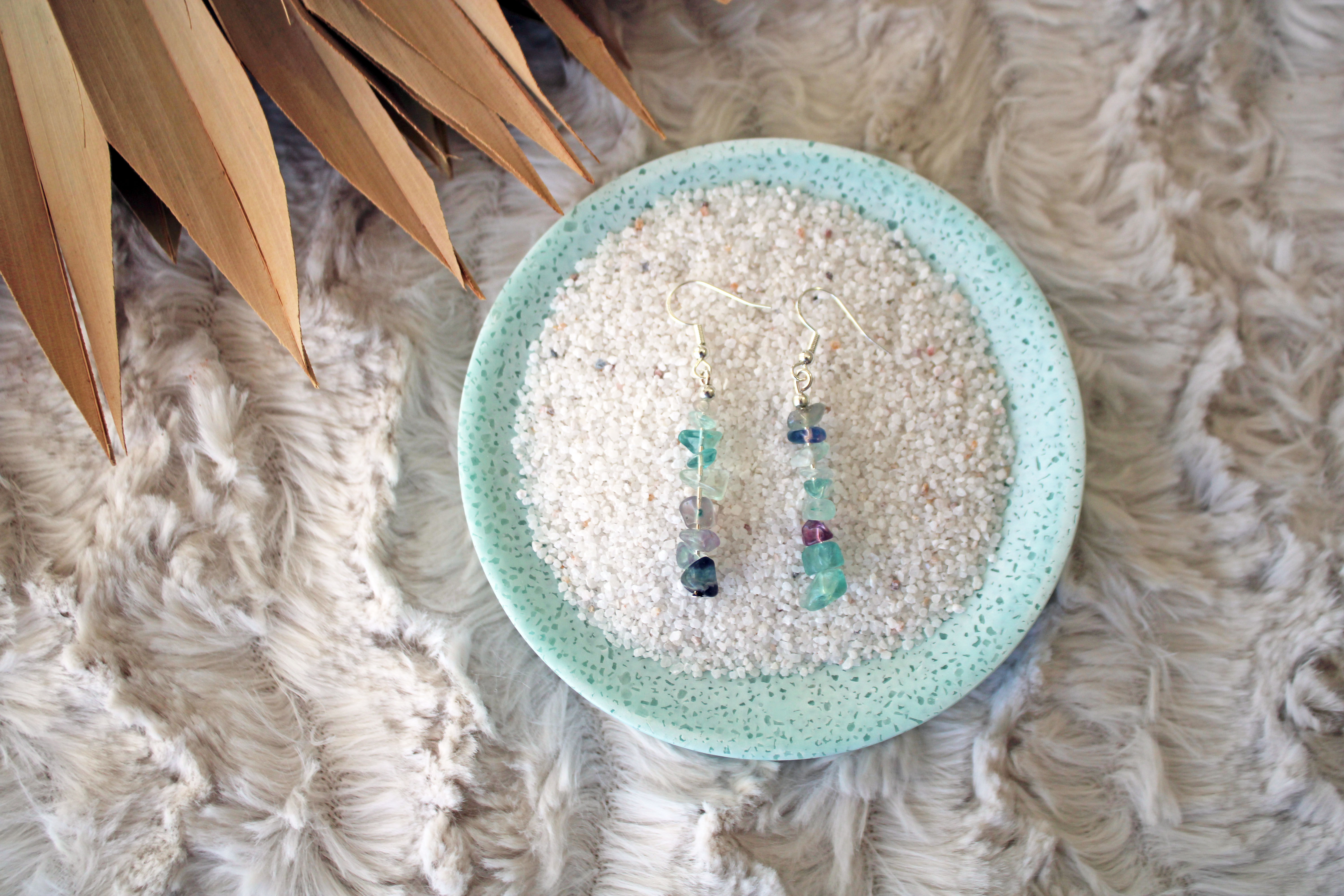 Rainbow Fluorite Crystal Earrings