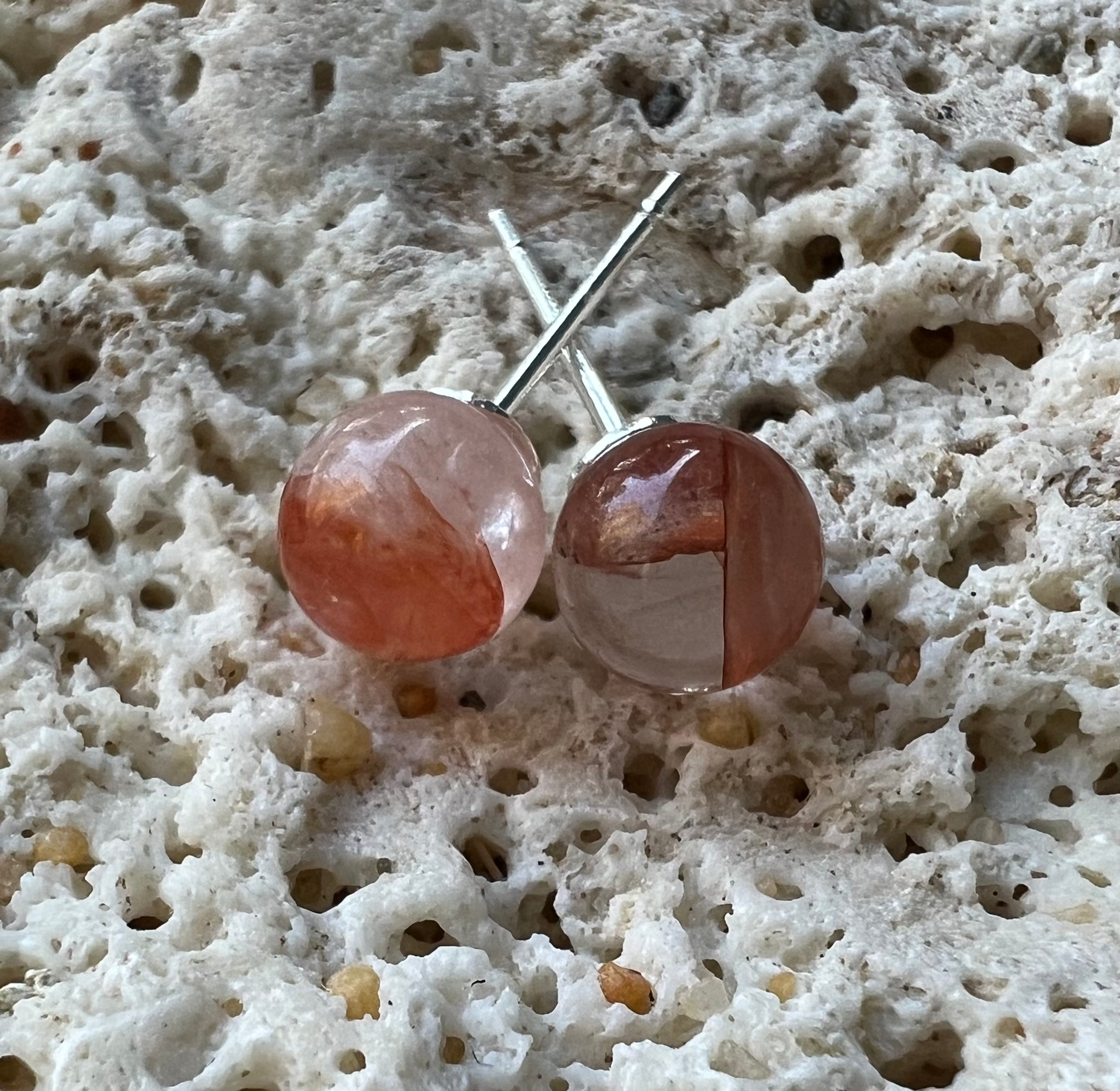 Fire Quartz Crystal Stud Earrings