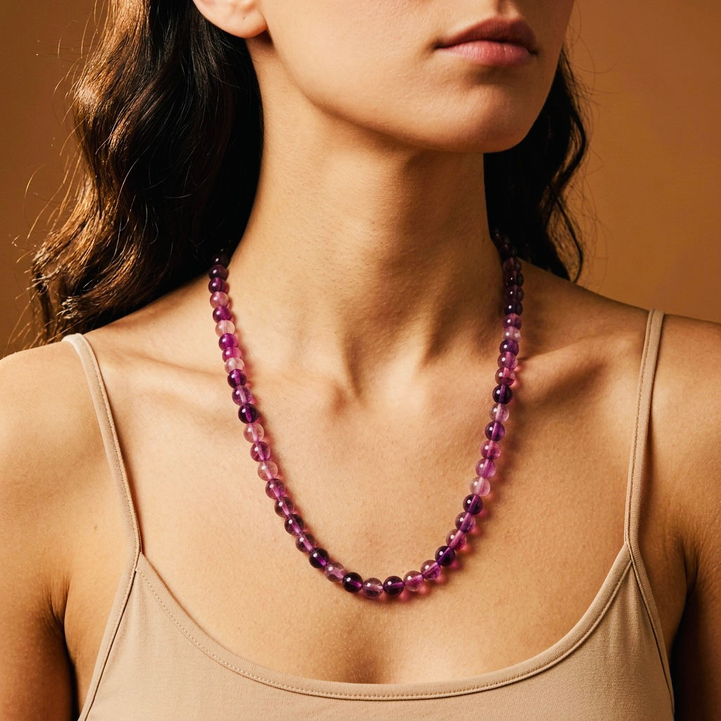 Purple Fluorite Crystal Necklace