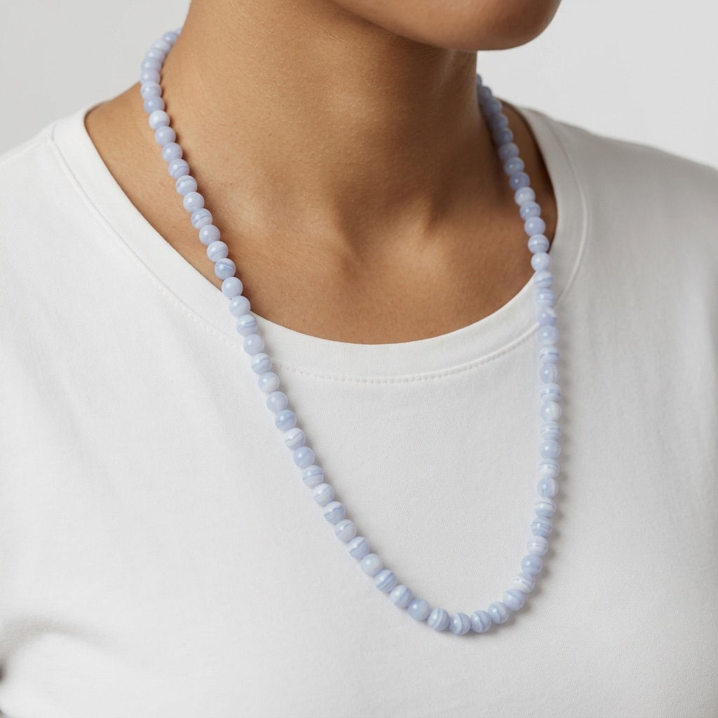 Blue Lace Crystal Necklace