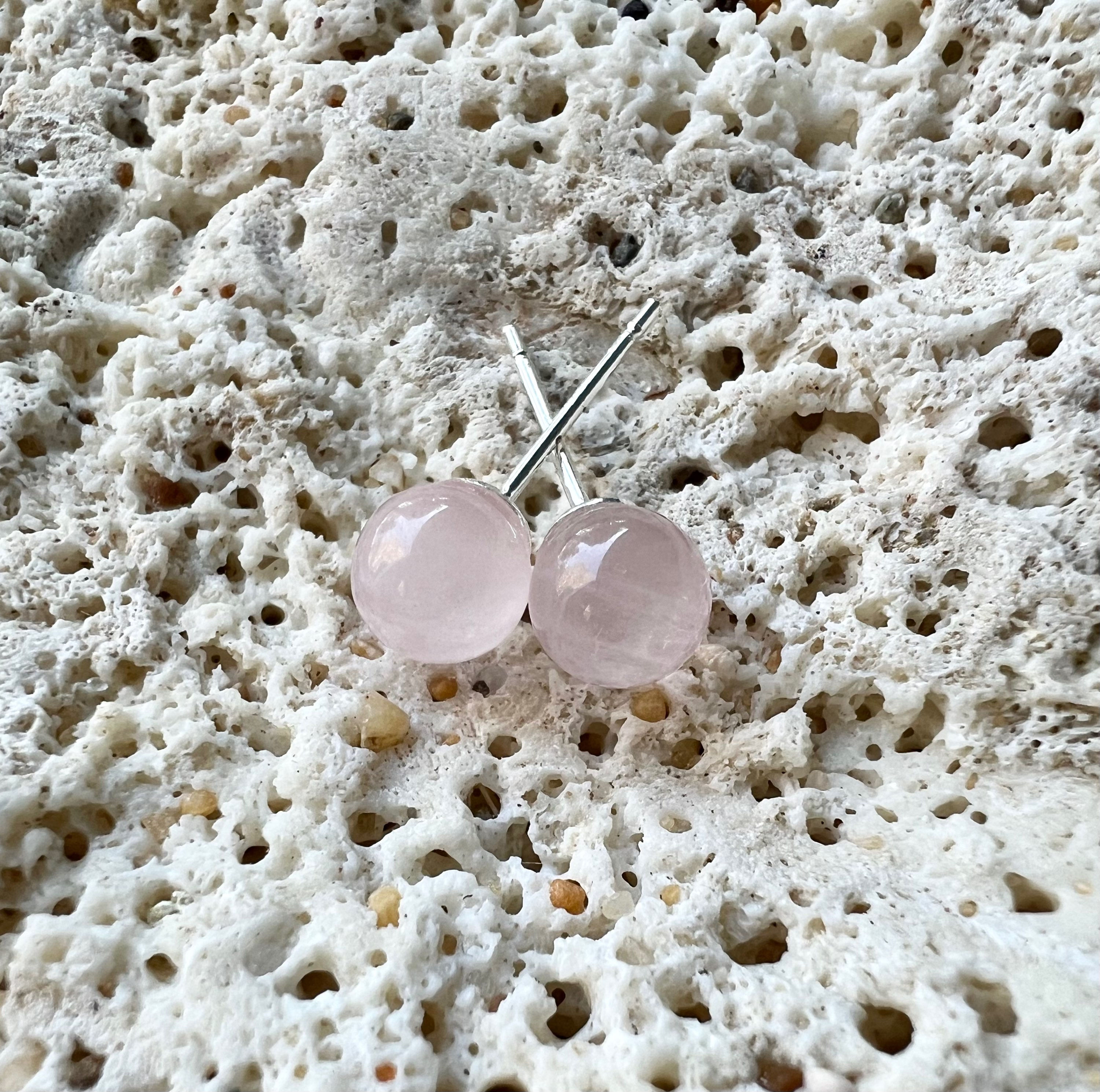Rose Quartz Crystal Stud Earrings