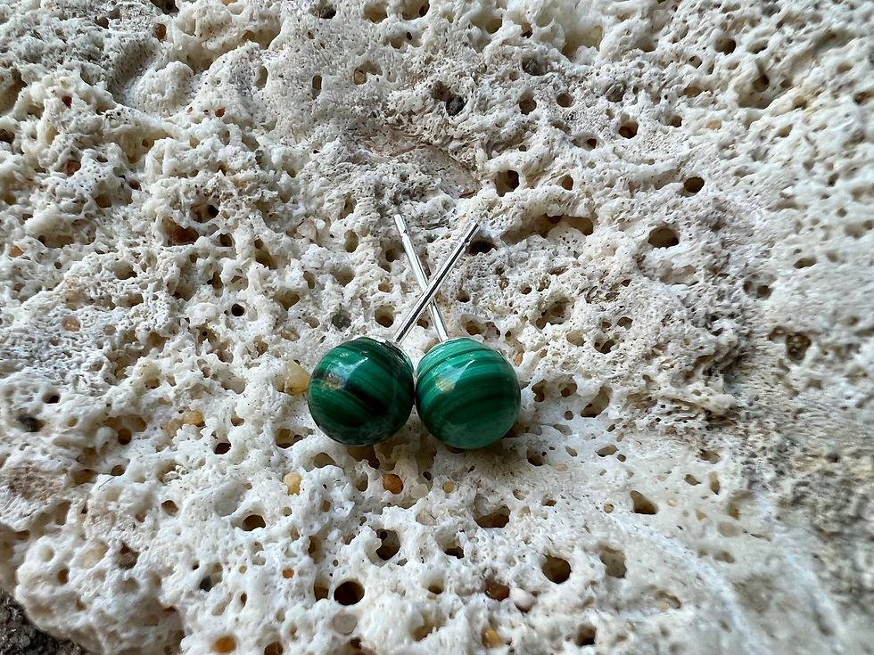 Malachite Crystal Stud Earrings