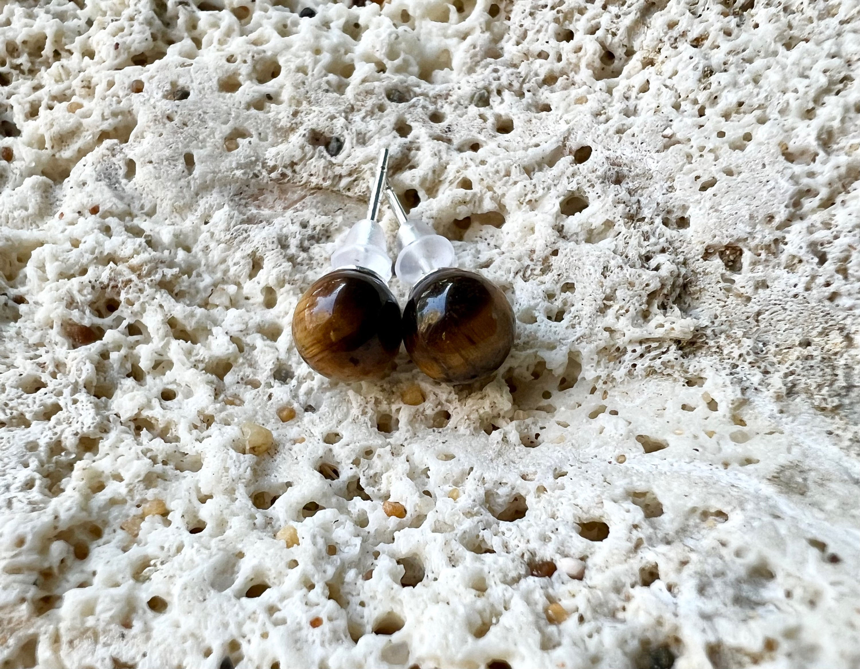 Tiger's Eye Crystal Stud Earrings