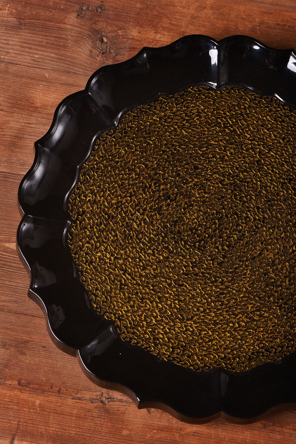 Thumbnail: Top-down view of rhino skin lacquer sunflower tray edge and center