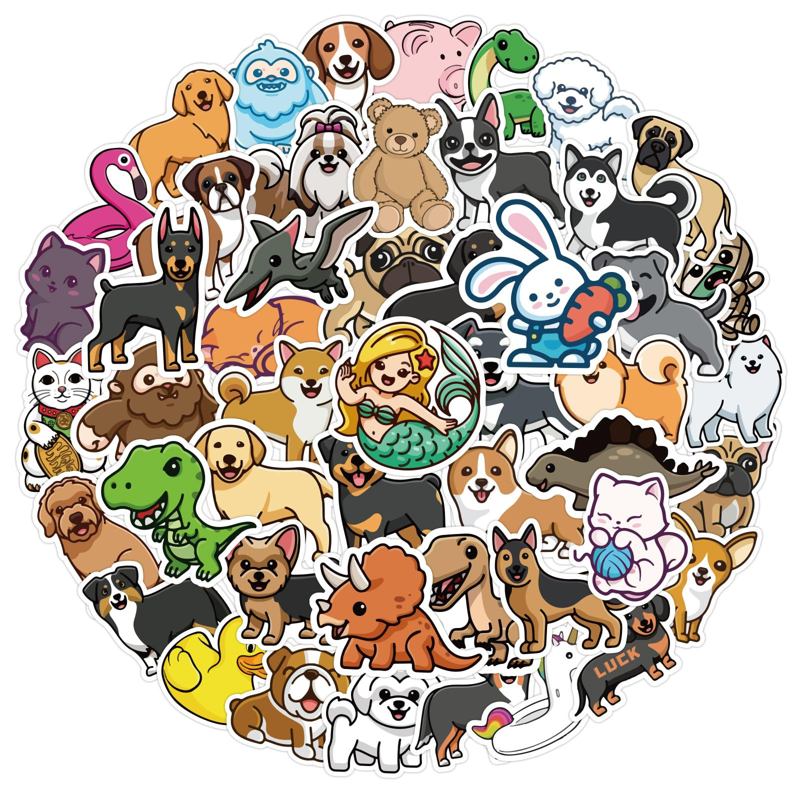 100Pcs Cute Animal StickersVinyl Waterproof Stickers for LaptopBumperSkateboardW