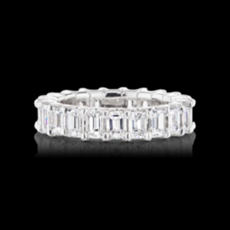 Luxury Emerald Diamond Eternity Ring in Platinum. ( 5.25 Ct Tw.)