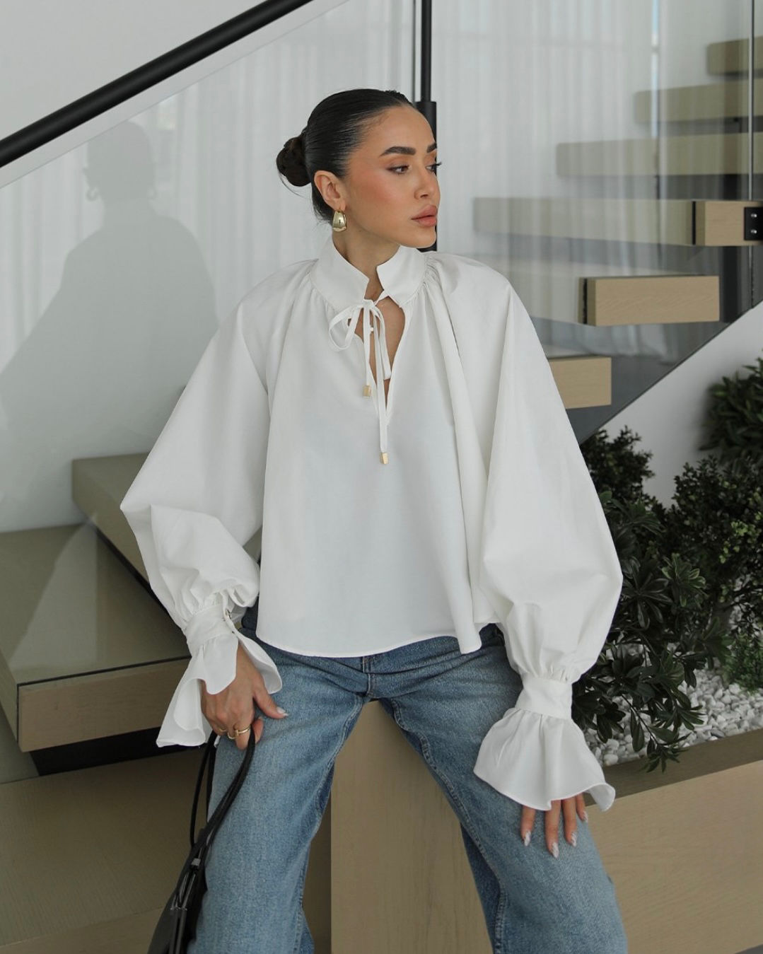 White Wide Sleeve Top