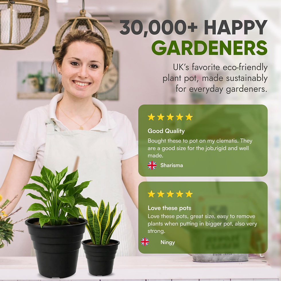 Thumbnail: Happy Pots Black Plastic Plant Pot 12.5cm - 50 Pack - Made in UK