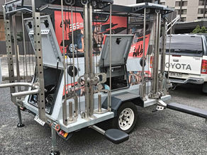 Mobile disability-friendly gym trailer with inclusive, accessible fitness equipment, designed for the Gold Coast community.